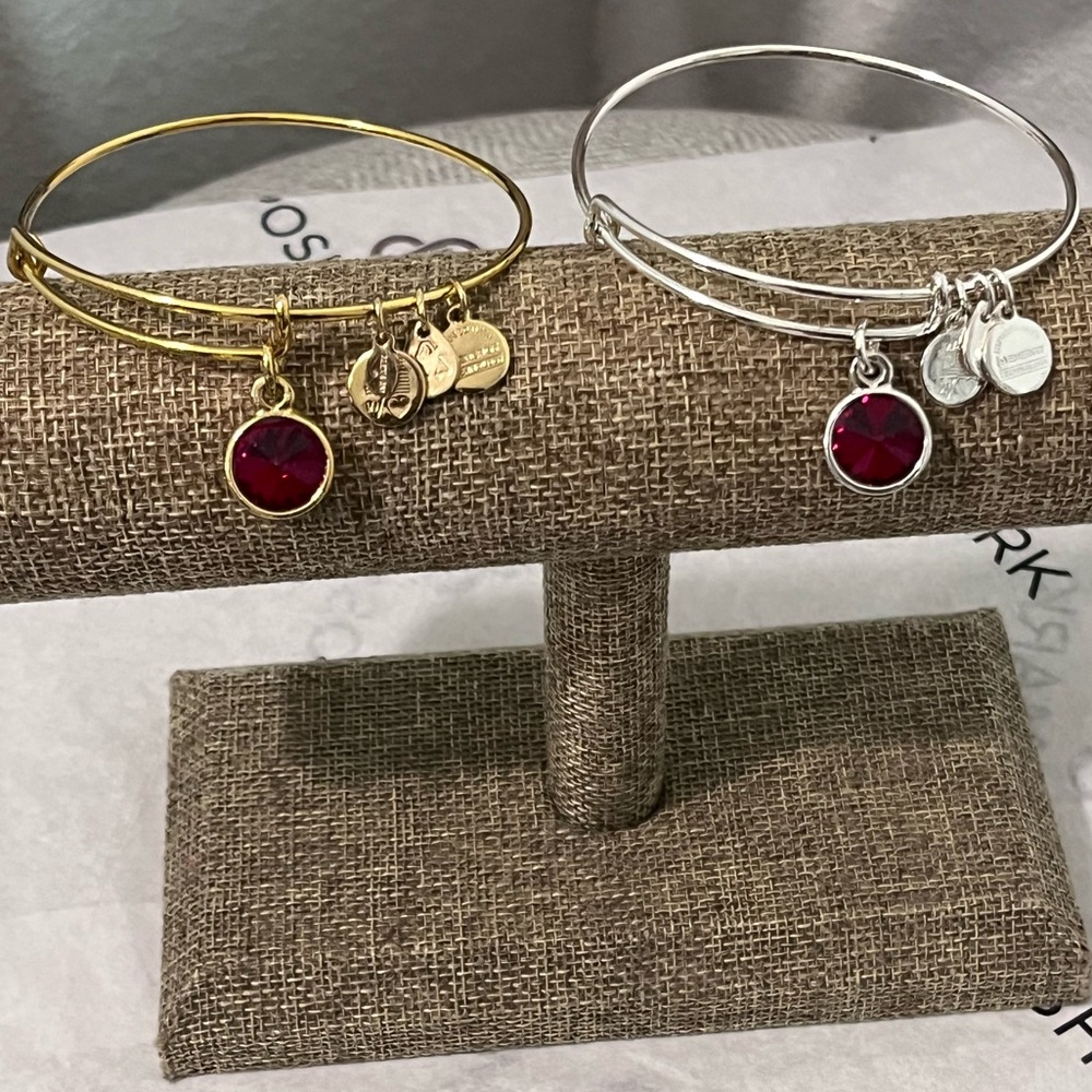 ALEX & ANI PRE-LOVED AUTHENTIC SCARLET GOLD & SILVER CHARM BANGLE BRACELETS